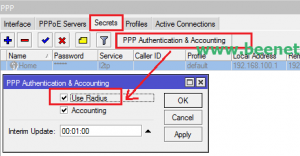 ตรวจสอบ user/pass จาก Radius Server (ทำการ check box ที่หน้าเมนู Use Radius)