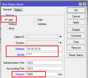 สร้าง RADIUS Server เพื่อที่จะให้ mikrotik ที่เป็น PPPoE Server ทำการชี้ไปตรวจสอบ account ที่เก็บไว้ที่ radius server (อย่าลืม! เลือกเป็น "ppp" นะครับ)